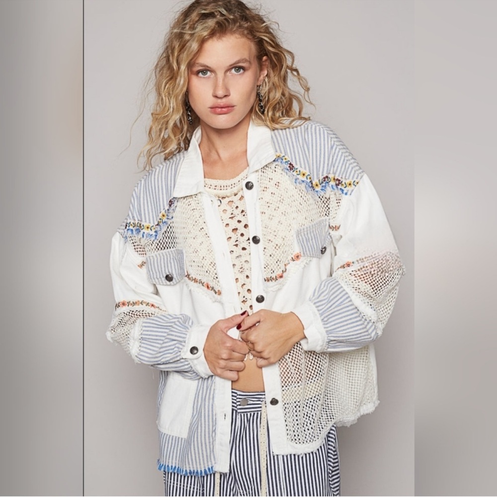 POL After Hours Balloon Sleeve Shacket